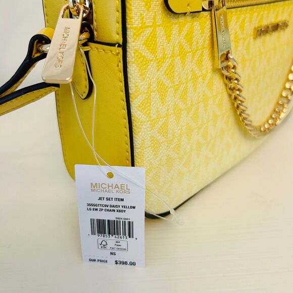 Michael Kors Purse Jet Set Ombré Signature Logo Crossbody Body Daisy Yellow - Picture 6 of 8